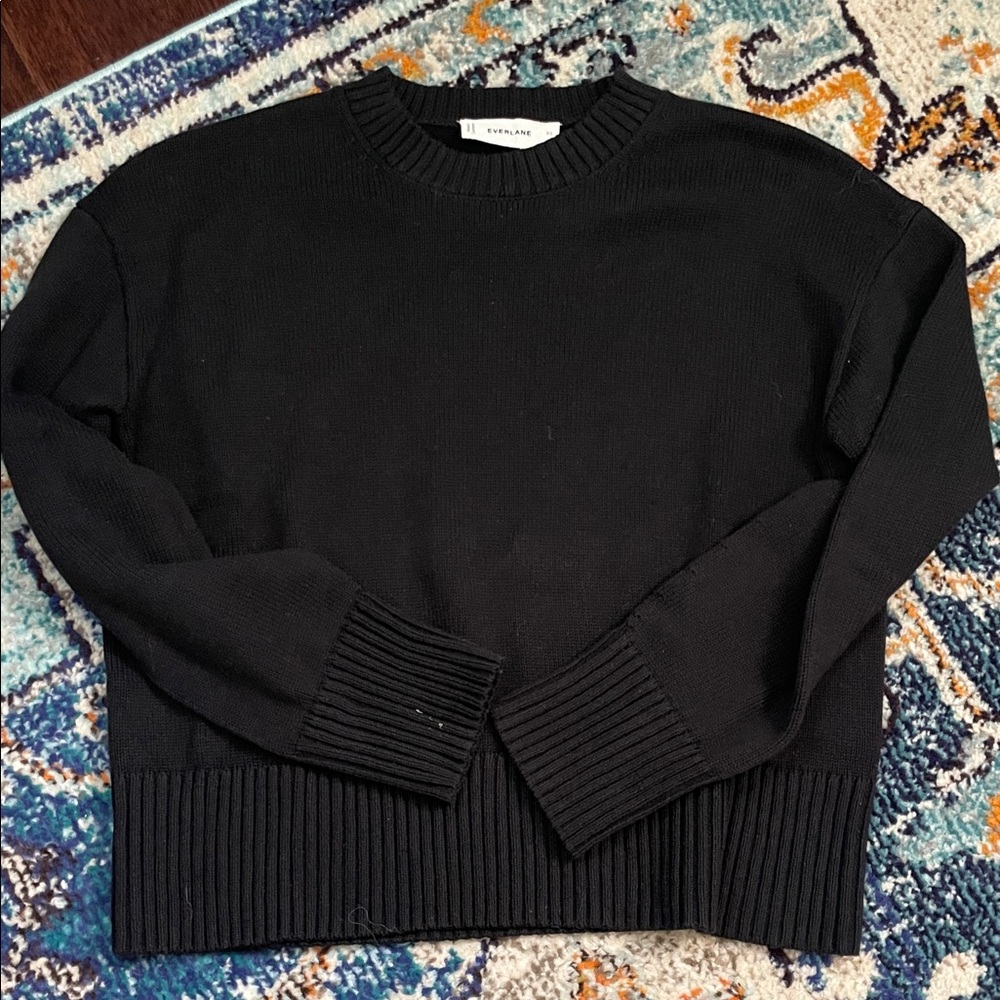 Everlane Black Ribbed Cropped Sweater